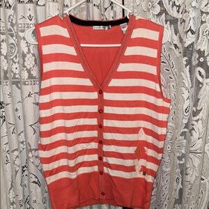 Striped Coral‎ Cardigan Vest